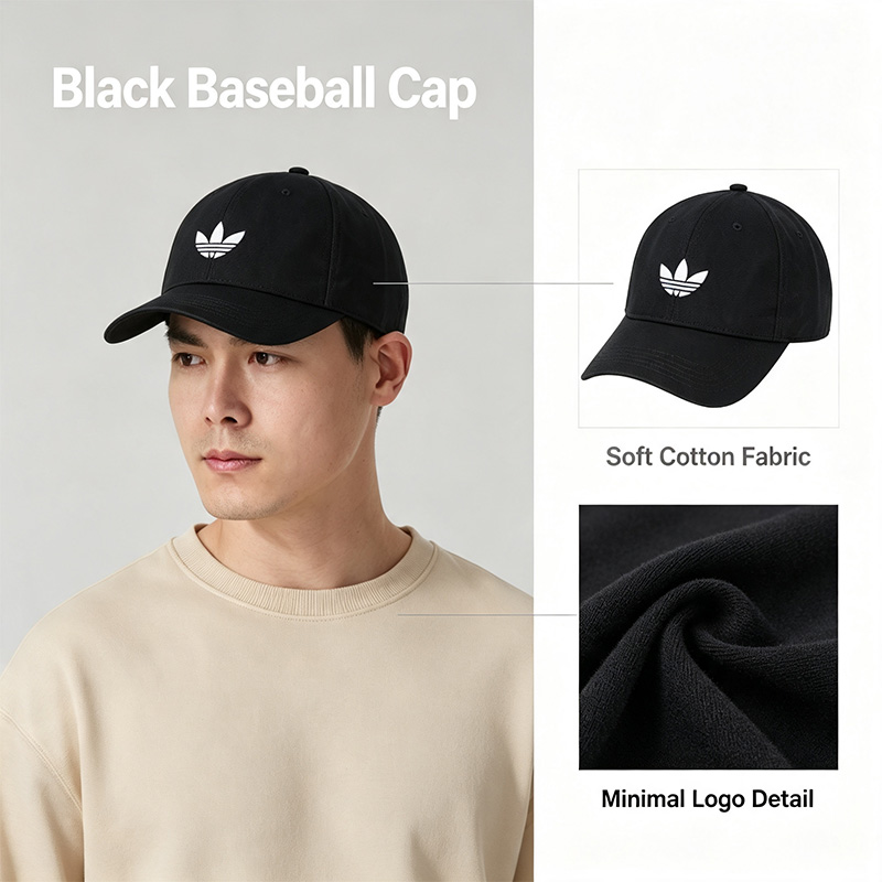 Outdoor Sport Logo - 아디다스 블랙 야구 모자 부드러운 면